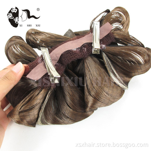 best quality and price flower curly hair bun extension hair dome hair chignon